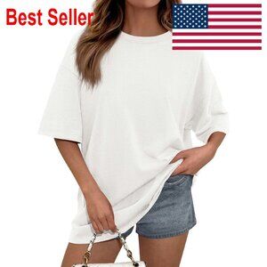 Short Sleeve Crewneck Loose Fit Basic Tee Chic Casual Summer Top